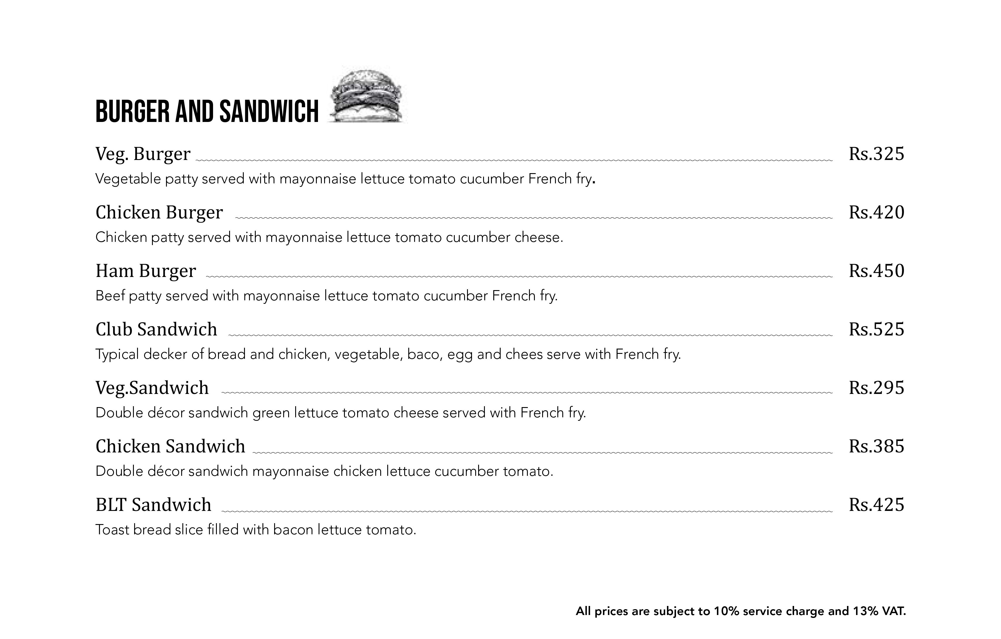 Burger and Sandwich Menu Arushi